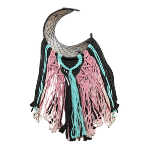 Crescent Moon Macramé Wall Hanging With Fringe