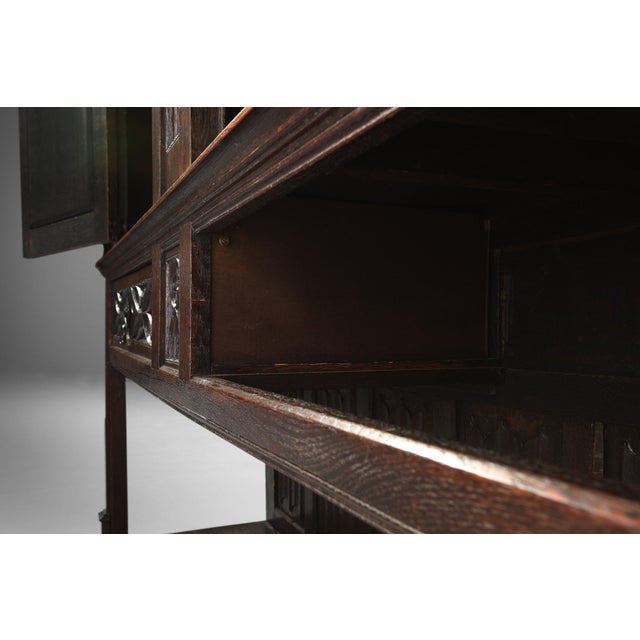 Neo-Gothic Cabinet in Oak with Hidden Storage, France, 1850s For Sale - Image 10 of 18