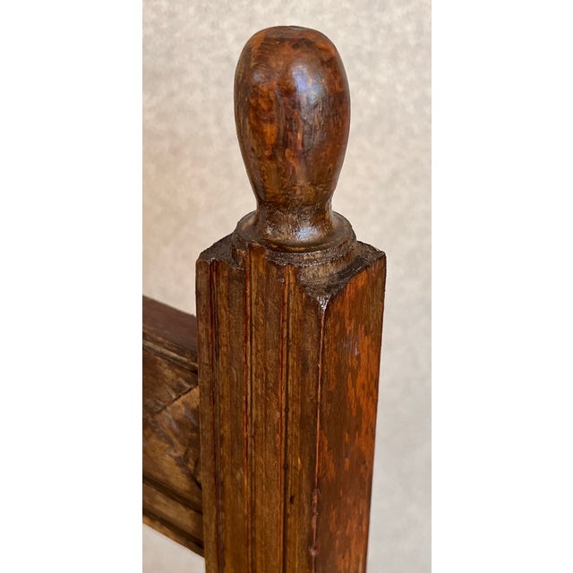 Brown 20th Century Set of Six Catalan Chairs in Carved Walnut and Caned Seats For Sale - Image 8 of 11