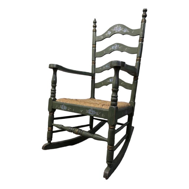 Vintage Dutch Ladderback Rocking Chair For Sale