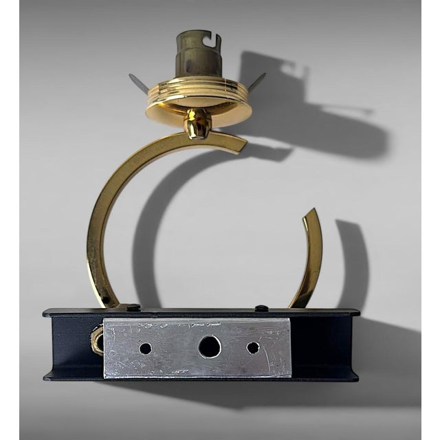 Mid 20th Century Maison Lunel Style Pair of French Modernist Brass and Opaline Glass Sconces - a Pair For Sale - Image 13 of 18