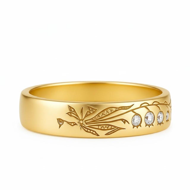 Lily of the Valley Silver, Gold Ring, Size 10 For Sale - Image 4 of 8