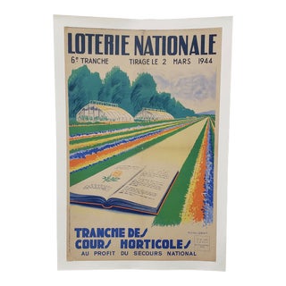 French Lottery Poster "Horticulture for National Relief" C.1944 For Sale