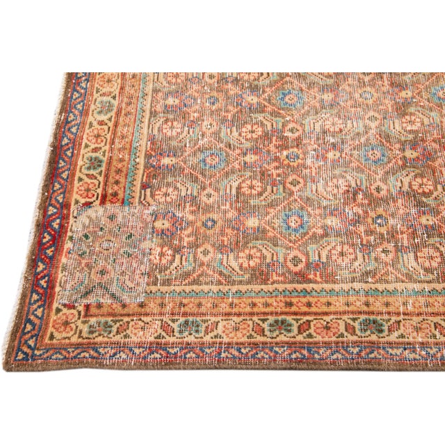 1960s 1960s Vintage Distressed Handmade All Over Peach Wool Runner For Sale - Image 5 of 9