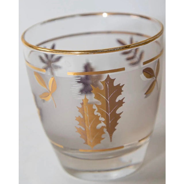1950s Vintage Libbey Frosted & Golden Foliage Cocktail Glasses Set of 4 For Sale - Image 5 of 10