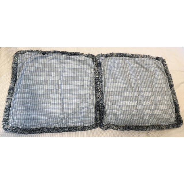 Vintage Gingham Plaid Decorative Pillow Covers With Fringe a Pair