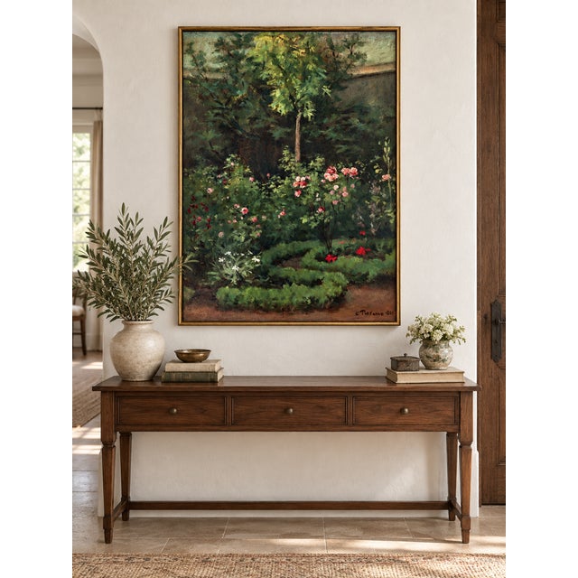 French Vintage French Garden Art Print – Pink Roses & Green Landscape by Pissarro, 12" X 16" For Sale - Image 3 of 9