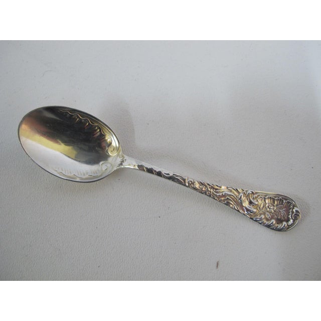 Bailey Binks & Biddle Sterling Silver Fine Floral Etched Louvre Spoon