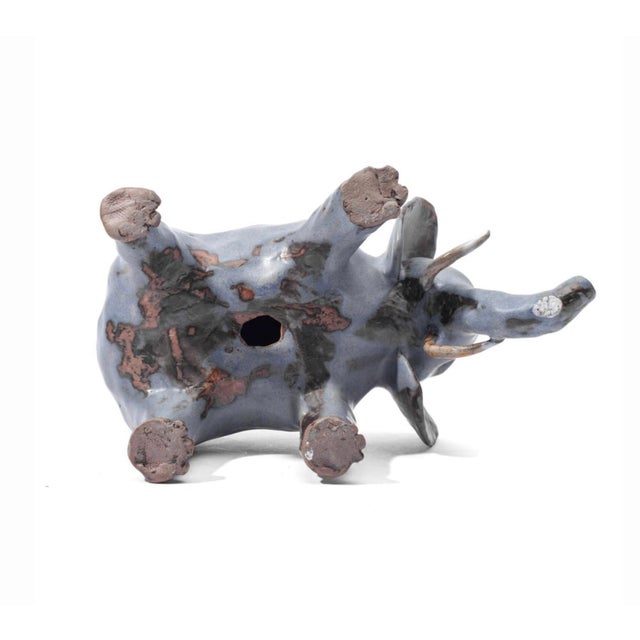 1980s Whimsical Hand Thrown Glazed Pottery Elephant For Sale - Image 10 of 18
