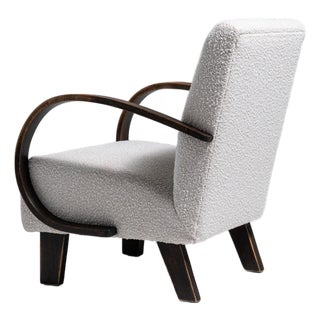 20th Century Czech Republic Ivory Boucle Upholstered Armchair For Sale