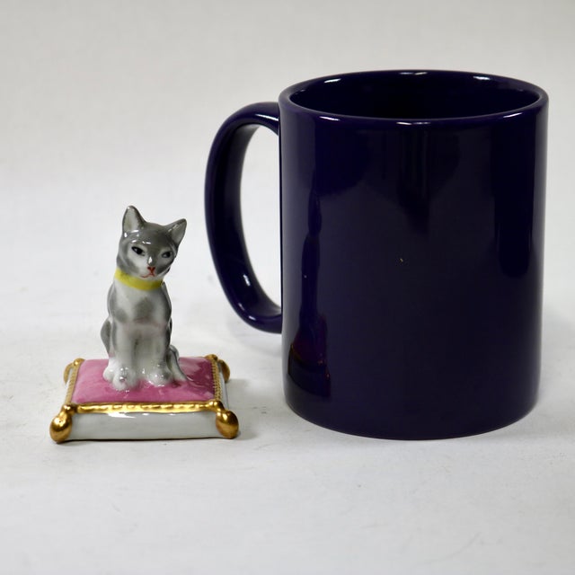 Antique French La Courtille Workshop Cat on Pink Pillow Figurine For Sale - Image 10 of 10