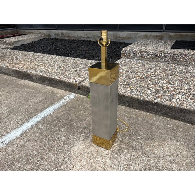 1980s 1980s Frederick Cooper Stainless Steel and Brass Lamps - a Pair For Sale - Image 5 of 14