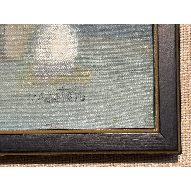 Blue Mid Century Modern Abstract Painting by Reginald Weston, 1950's - 1960's For Sale - Image 8 of 8