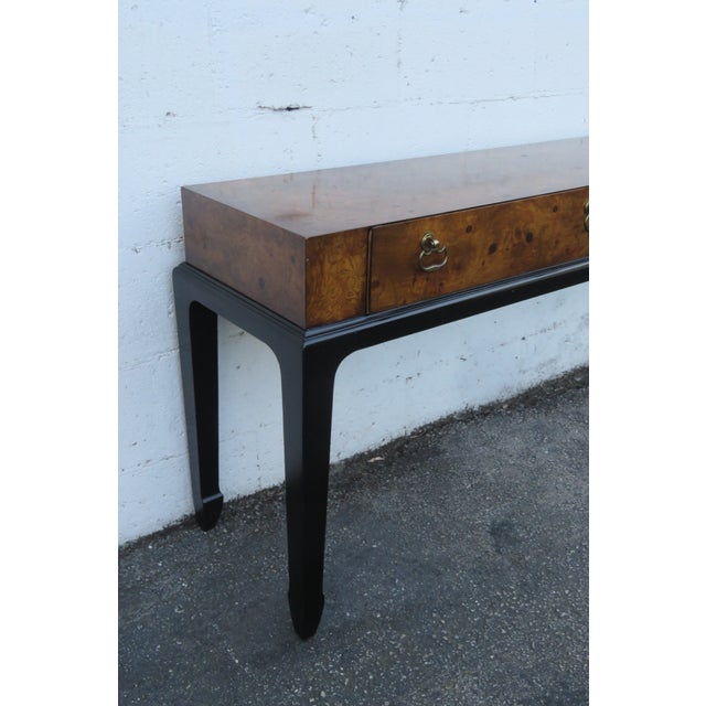 Hekman Hollywood Regency Ming Burlwood Long Narrow Library Console Table 6200 For Sale - Image 10 of 15