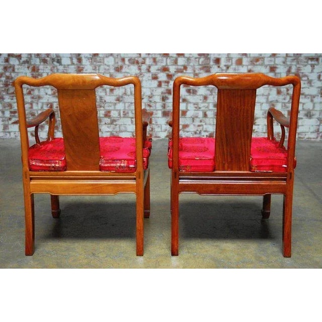Red Chinese Rosewood Qing Style Armchairs - a Pair For Sale - Image 8 of 10