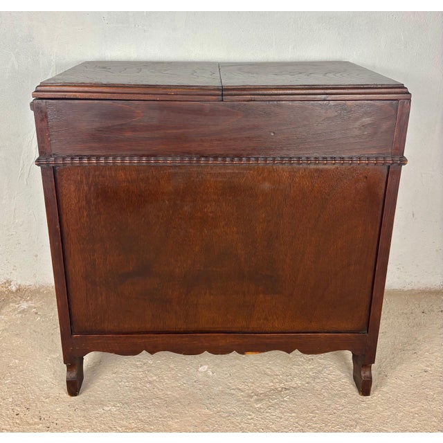 Spanish Oak Sewing Cabinet with Fabric Basket, 20th Century For Sale - Image 11 of 18