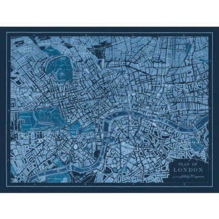 Contemporary Blueprint Map of London Circa 1899 (39 x 29.75) For Sale