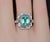Art Deco Gia Certified 2.53ct Natural Zambian Emerald & Diamond Halo Milgrain 18k White Gold Ring, Size 5 For Sale - Image 3 of 16