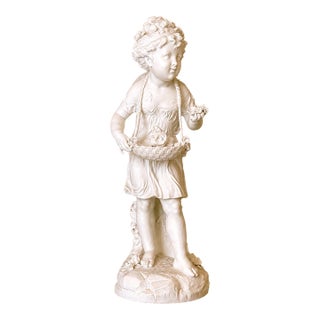 19c Royal Worcester Victorian Off White Parian Flower Girl For Sale
