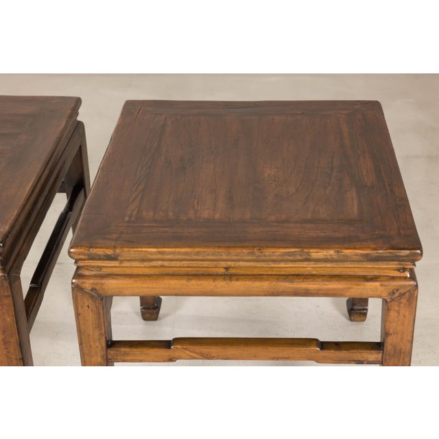 Pair of Vintage Chinese Hardwood Side Tables with Humpback Stretchers For Sale - Image 10 of 12