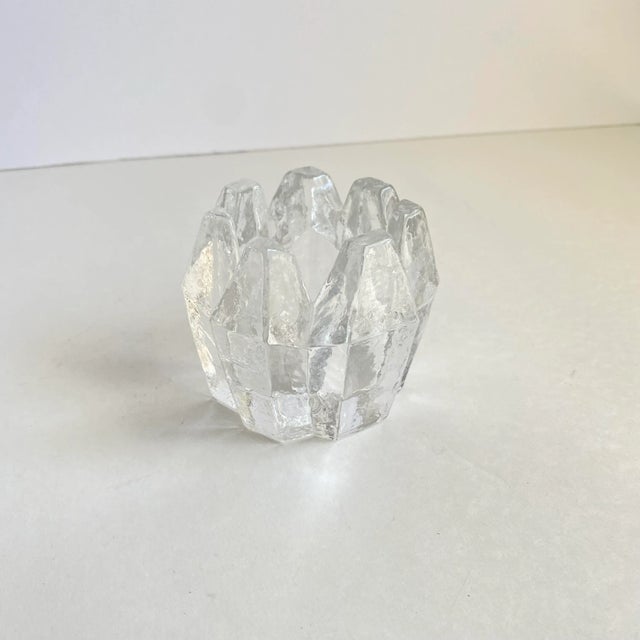 1970s Vintage Kosta Boda Orrefors Heavy Glass Icicle Crystal Votive Holder Mid Century For Sale - Image 5 of 13