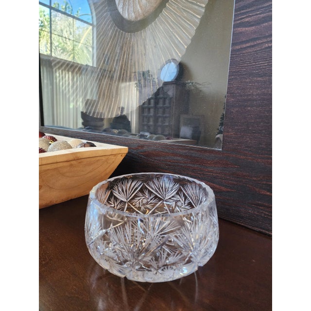 Vintage Crystal Cut Round Bowl For Sale - Image 12 of 12