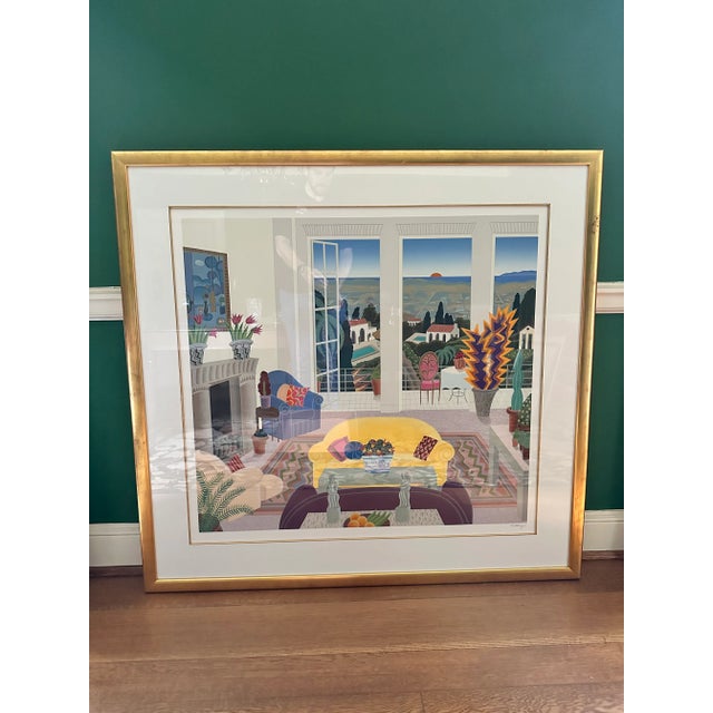 Late 20th Century Thomas McKnight's "Bel Air" Postmodern Interior Scene Print, Framed For Sale In Richmond - Image 6 of 6