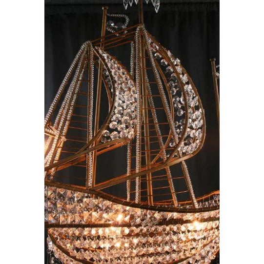Reselling Large Early 21st Century Sailing Ship Crystal Chandelier 4 Lights For Sale - Image 4 of 9