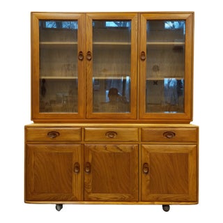 Vintage Sideboard / Hutch / China Cabinet by Ercol For Sale