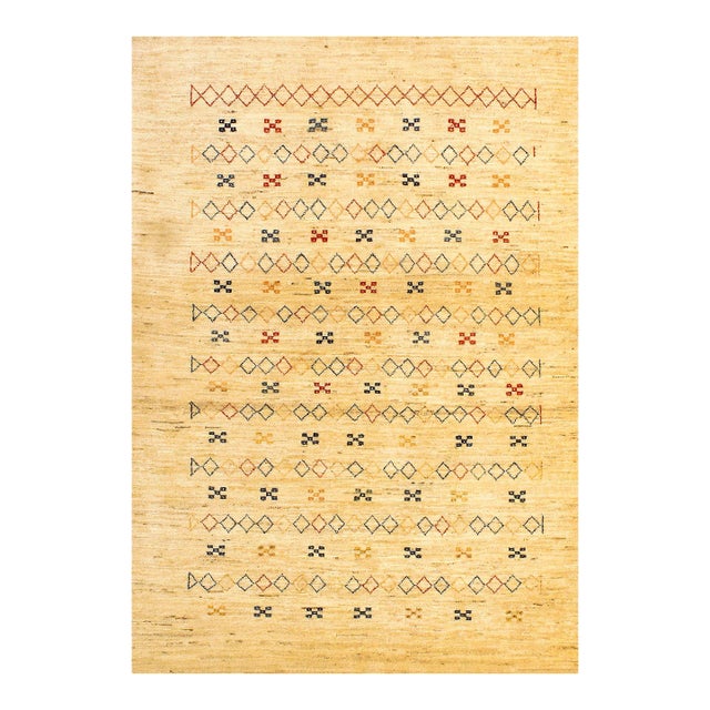 Pasargad DC Ivory Handmade Persian Gabbeh Rug For Sale