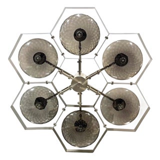 21st Century Hive Satin Nickel Smoky Bubbles Murano Flush Mount by Fabio LTD For Sale