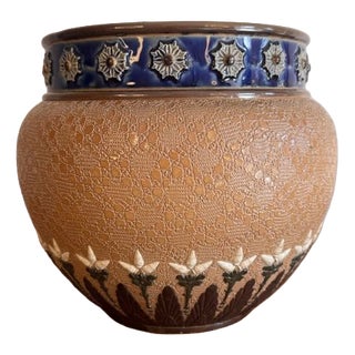 Antique Victorian Doulton Lambeth Jardiniere, 1880 For Sale