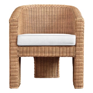 Matthew Izzo Home Giza Three Legged Rattan Lounge Chair For Sale