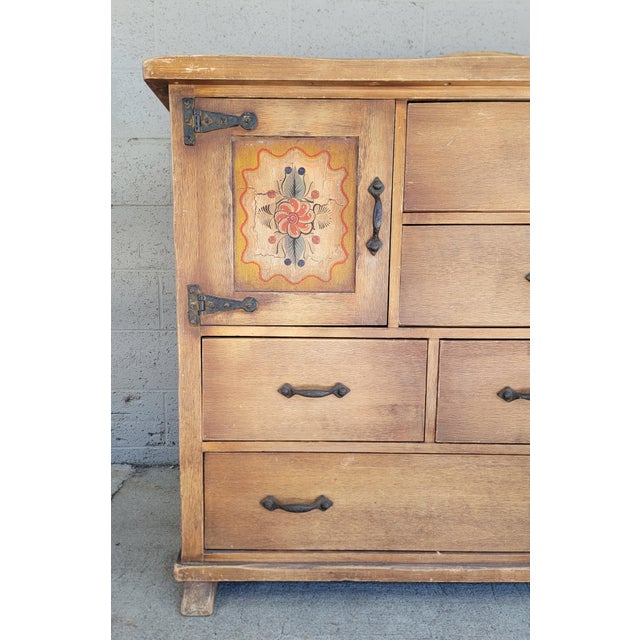 Wood Rancho / Western / Hacienda Buffet by Coronado Hand Painted Circa. 1930's For Sale - Image 7 of 18