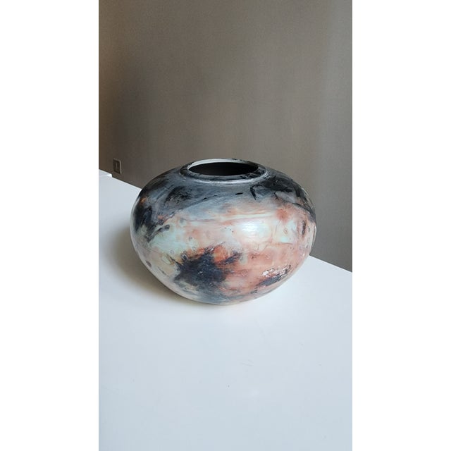 Pink 1960s Pink and Grey Raku Vase For Sale - Image 8 of 8