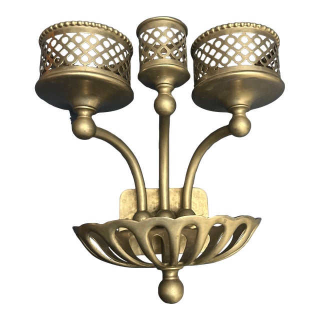 Antique Filagree Brass Nickel Plate Cup Holder Soap Dish Silver & Co. Ny Modern Farmhouse Architectural Salvage Bathroom Accessory Wall Mount For Sale