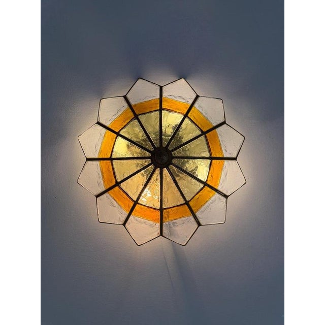 Vintage Hammered Glass and Wrought Iron Wall Lights by Longobard, 1970s, Set of 2 For Sale - Image 6 of 18