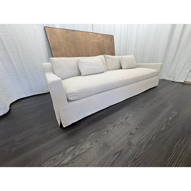 Rh Belgian Track Arm Sofa 9' Luxe Depth | Dove Perennials® Performance Textured Linen Weave | Down-Feather Fill For Sale - Image 17 of 18