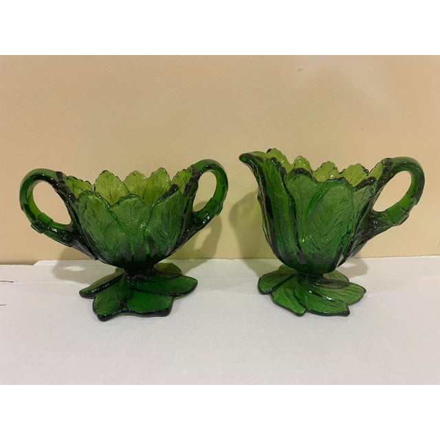 Vintage Summit Art Glass Creamer and Sugar Set in Everglade Pattern- 2 Pieces For Sale In Atlanta - Image 6 of 8