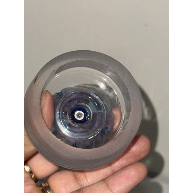 Steuben Covered Jar With Applied Cobalt Threading and Blue Flower Finial, Carder Period (1903–1932) For Sale In New York - Image 6 of 9