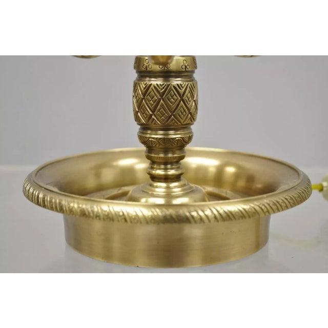 Mid 20th Century Mid 20th Century Empire Regency Style Brass Candlestick Bouillotte Desk Table Lamp With Swans For Sale - Image 5 of 10