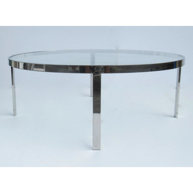 1970s Vintage. C1970-1979 Milo Baughman Large Polished Round Chrome Coffee/Cocktail Table For Sale - Image 5 of 13