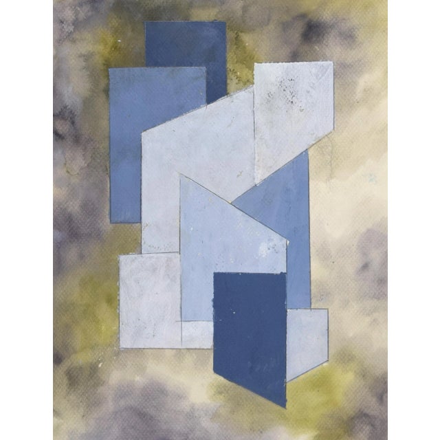 Vintage Mid-Century Modern Abstract Geometric Watercolor Painting by Irving Richards For Sale - Image 4 of 7