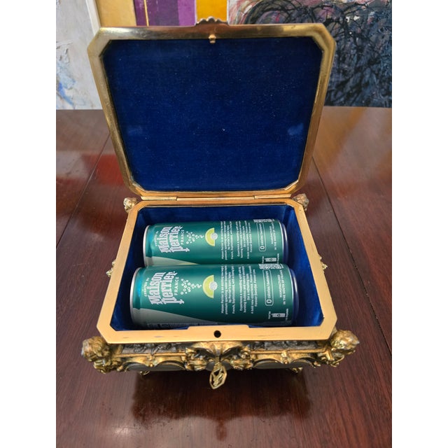 Late 19th Century Antique Christofle Style Bronze Figural Jewel Box Casket For Sale - Image 9 of 11