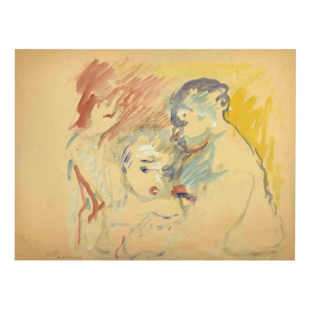 Mino Maccari, The German in the Brewery, Drawing, Mid-20th Century For Sale