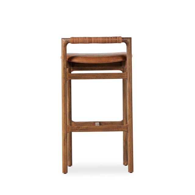 Four Hands Baden Bar Stool, Haven Tobacco Leather For Sale - Image 4 of 12