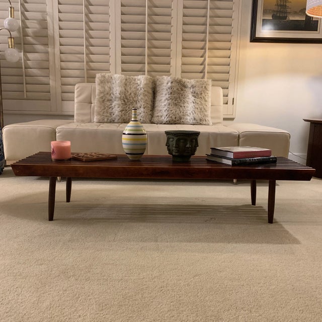 Mid Century Modern Wood Slat Bench From Nasco Yugoslavia For Sale - Image 12 of 13