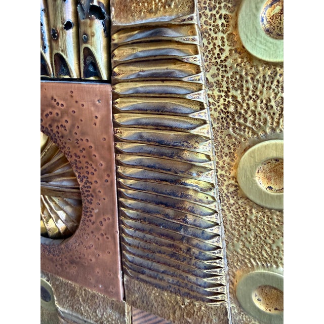 Vintage 1970s Stephen Chun Brutalist Mixed Metal Wall Sculpture Mid Century Modern For Sale - Image 10 of 18