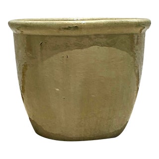 Vintage Boho Glazed Ceramic Planter For Sale