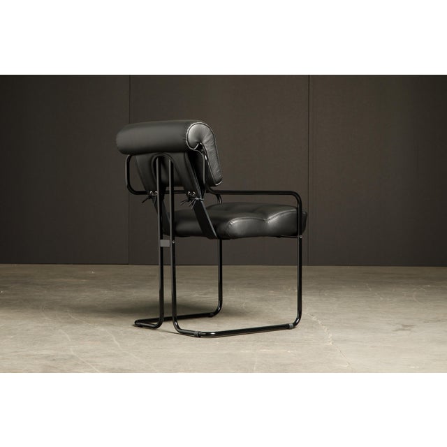 Black Leather Tucroma Chairs by Guido Faleschini for Mariani, Brand New - Set of 12 For Sale In Los Angeles - Image 6 of 12